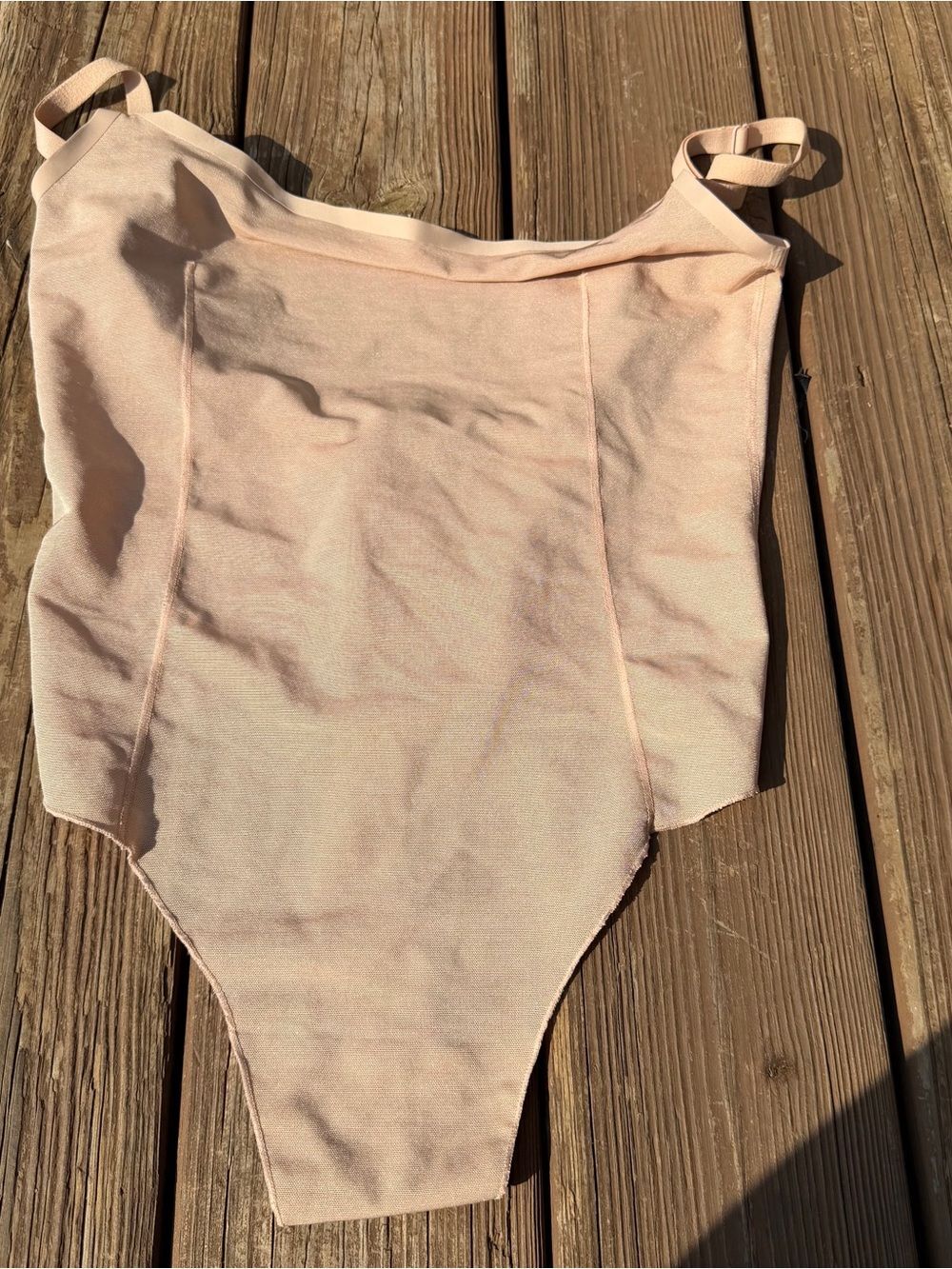SKIMS Sheer Mesh Bodysuit Nude Blush High Cut Size Large NWT